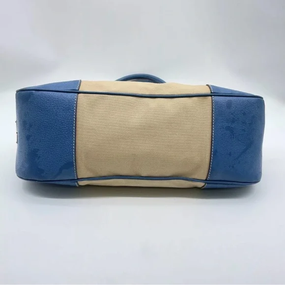 Prada Canapa canvas/leather blue moon and cream shoulder bag - Picture 7 of 16